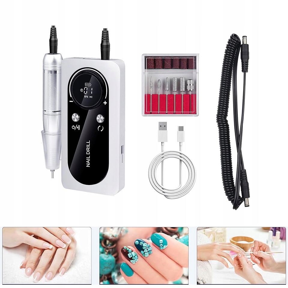 Sada Na Péči O Nehty S 6 Nástavci Na Zastřihání A Leštění Nehtů (bílá)