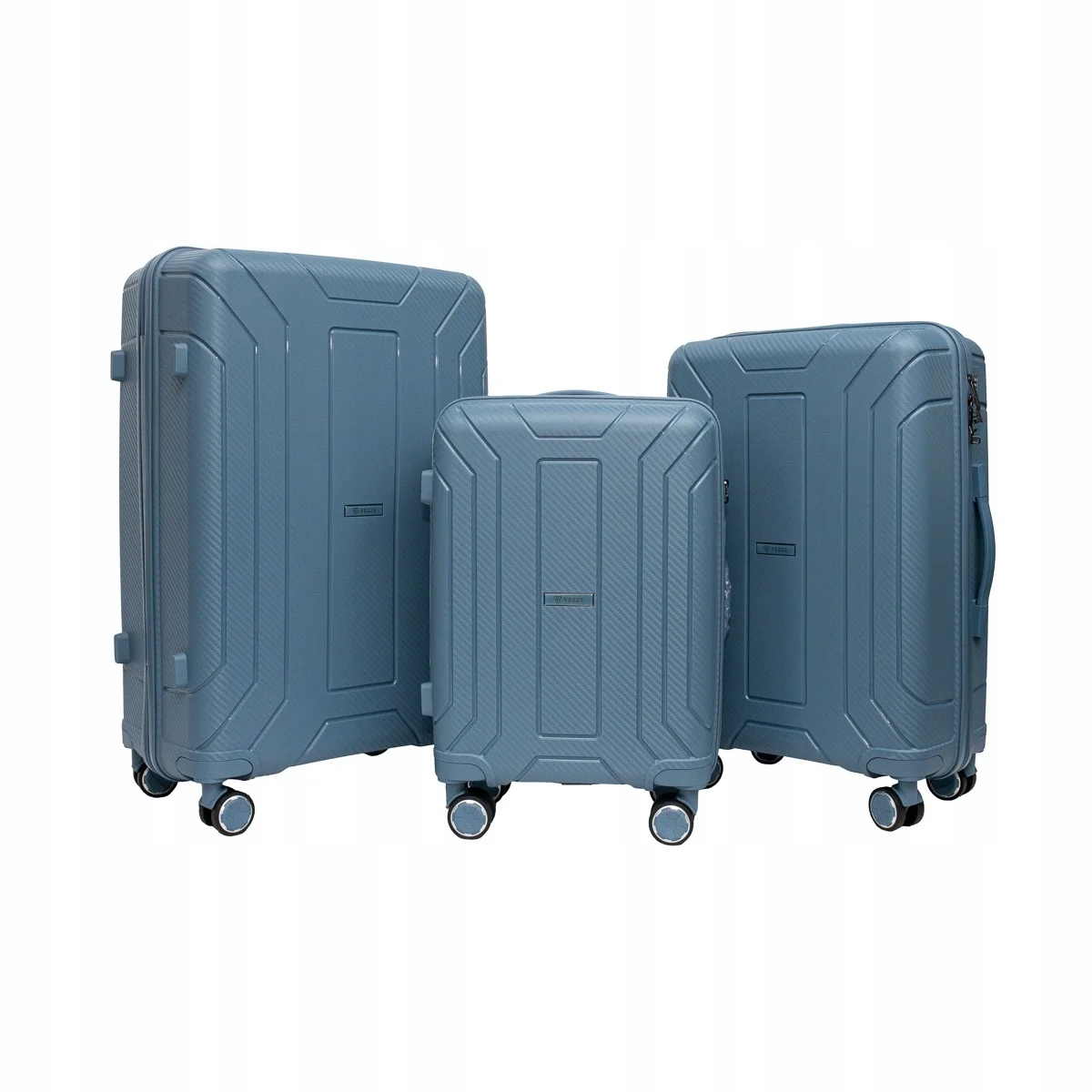 Zestaw 3 walizki podróżne z Policarbonu VEZZE Niebieskie Rodzaj twarda