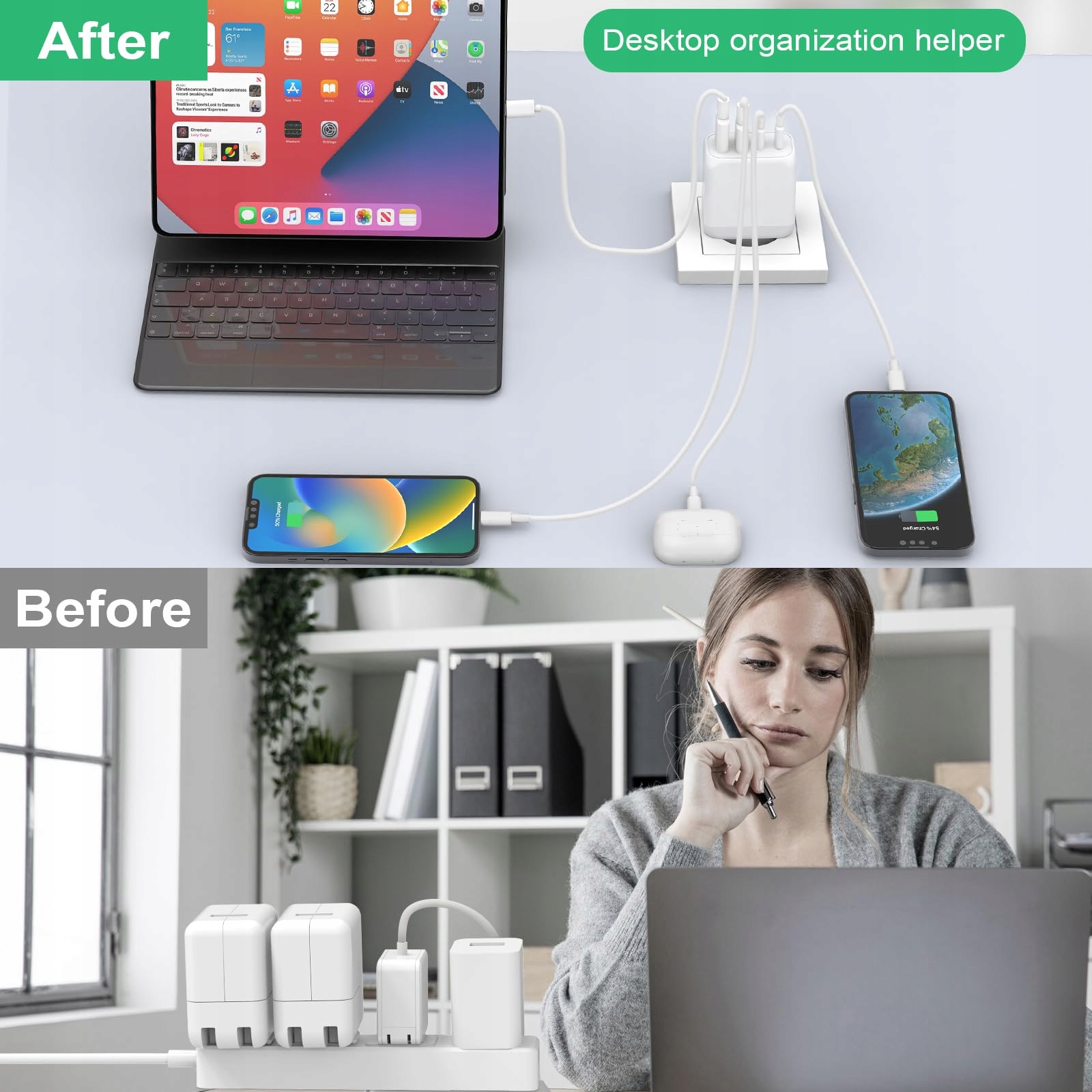 GCSTNN 40W USB C Charger, 4 Ports PD3.0 QC3.0 for iPhone Samsung Xiaomi — miniatura 7
