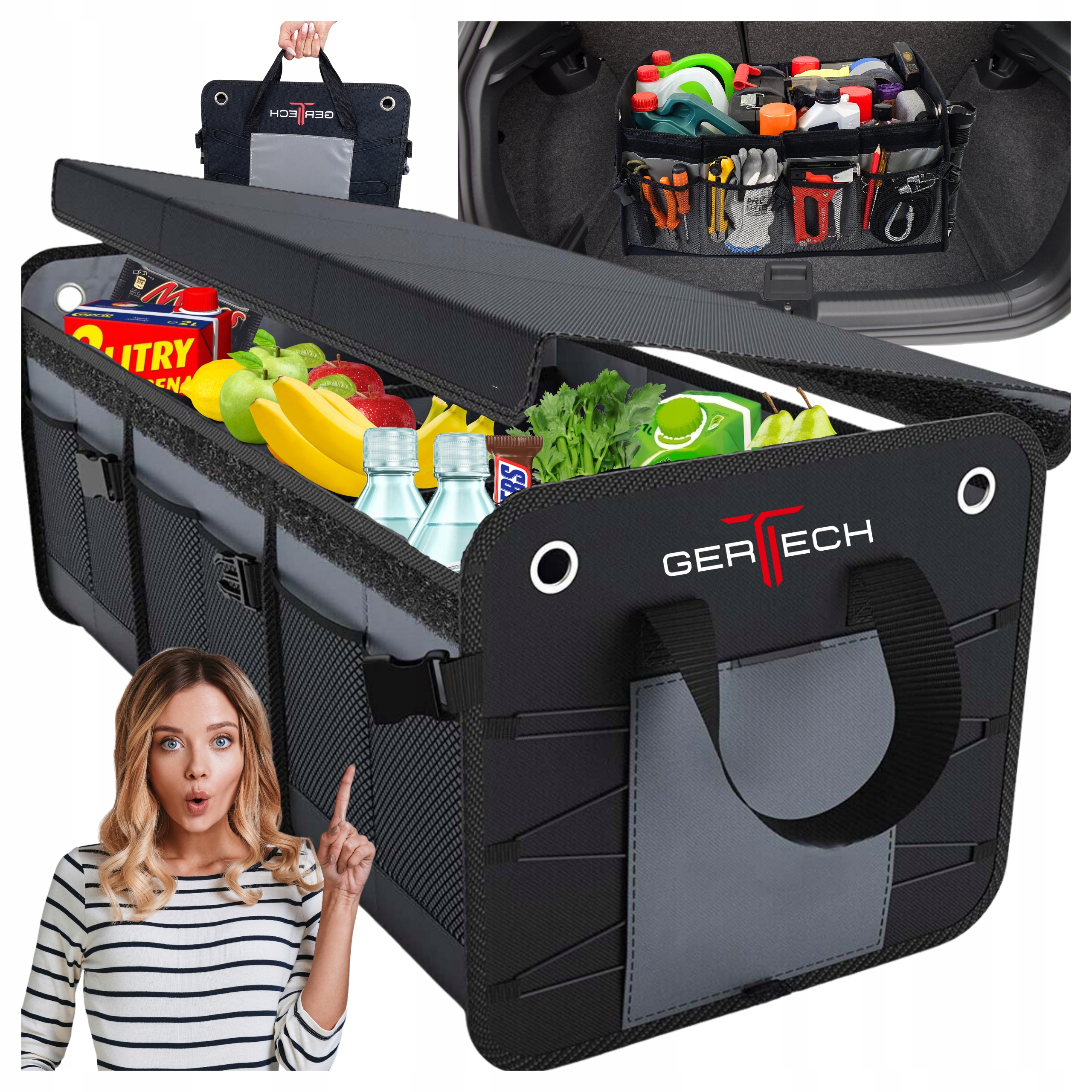 Organizér do auta Do Kufru Taška na suchý zip Box Bedna Prostorný XL