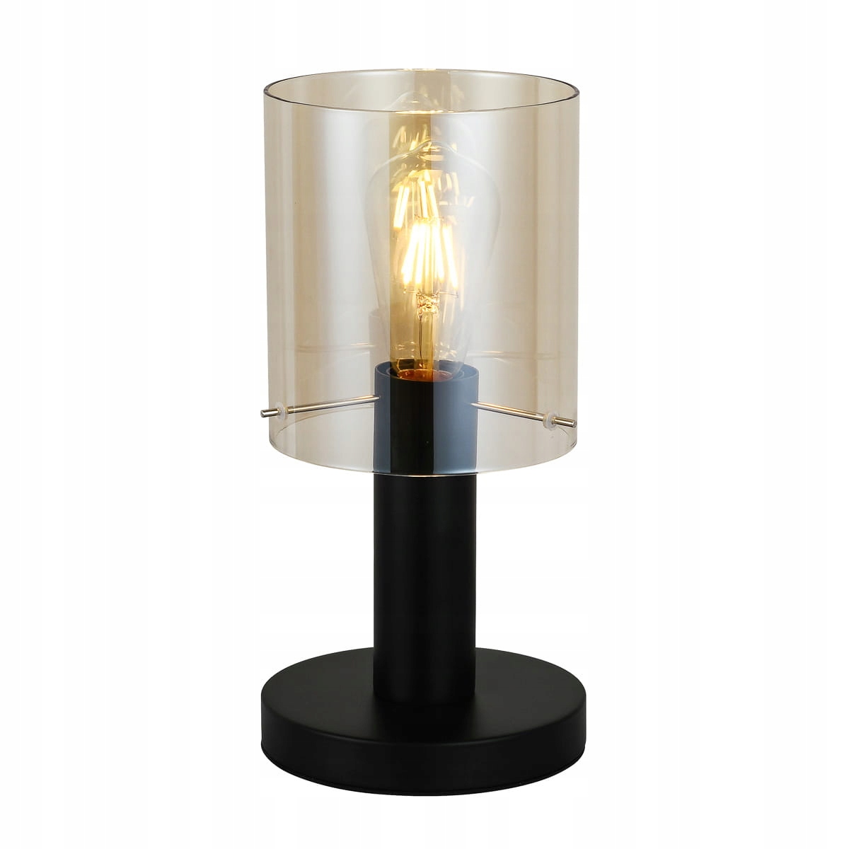 Moderná čierna dekoratívna stolová lampa s jantárovým tienidlom 16 cm Italux