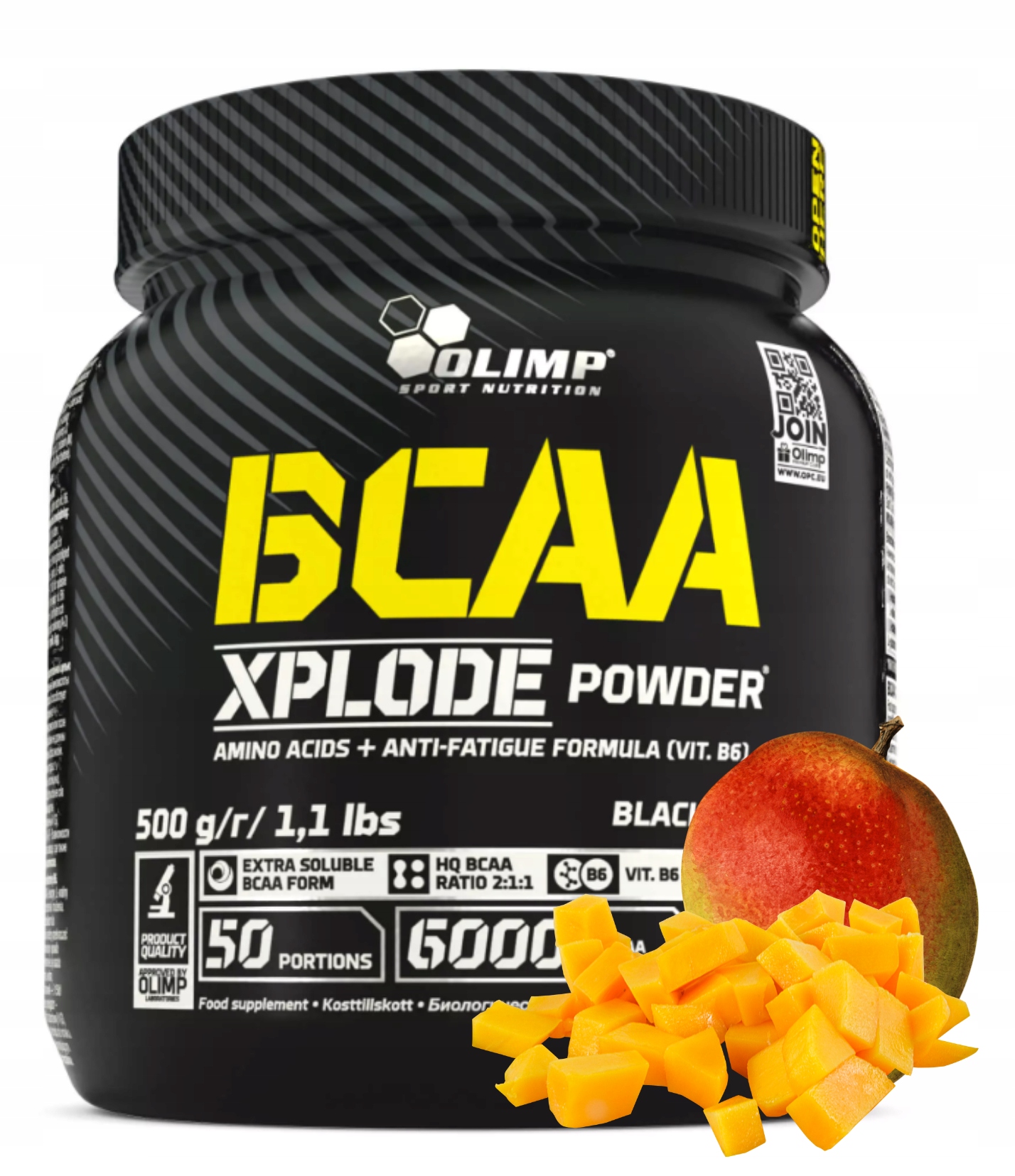 Olimp Bcaa Xplode Powder 500 g Mango Aminokyseliny Regenerace Svalová hmota