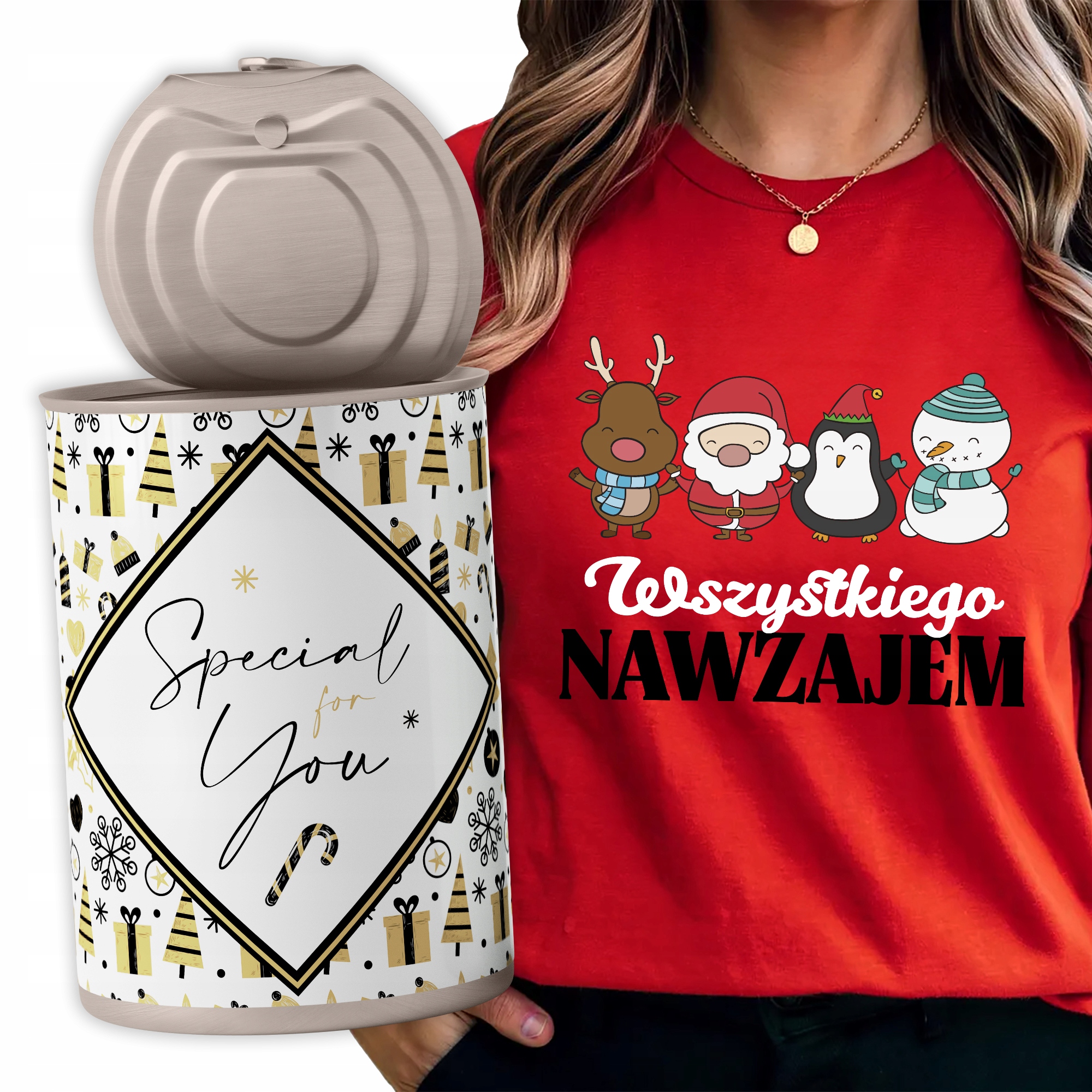 Tričko v plechovce Special For You Červené Na Vánoce Všeho Navzájem L