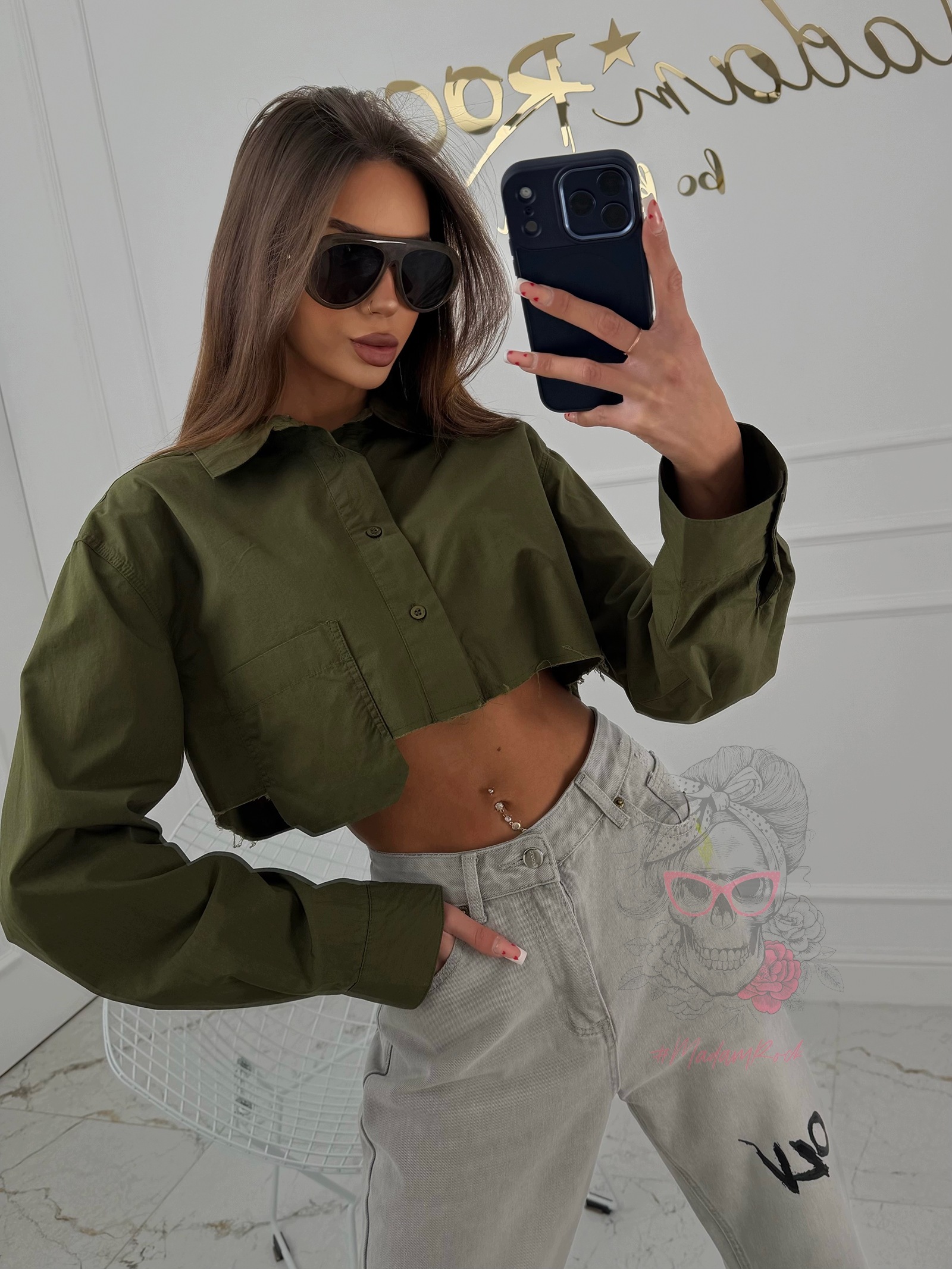Oversize košile do pasu Bandela khaki S