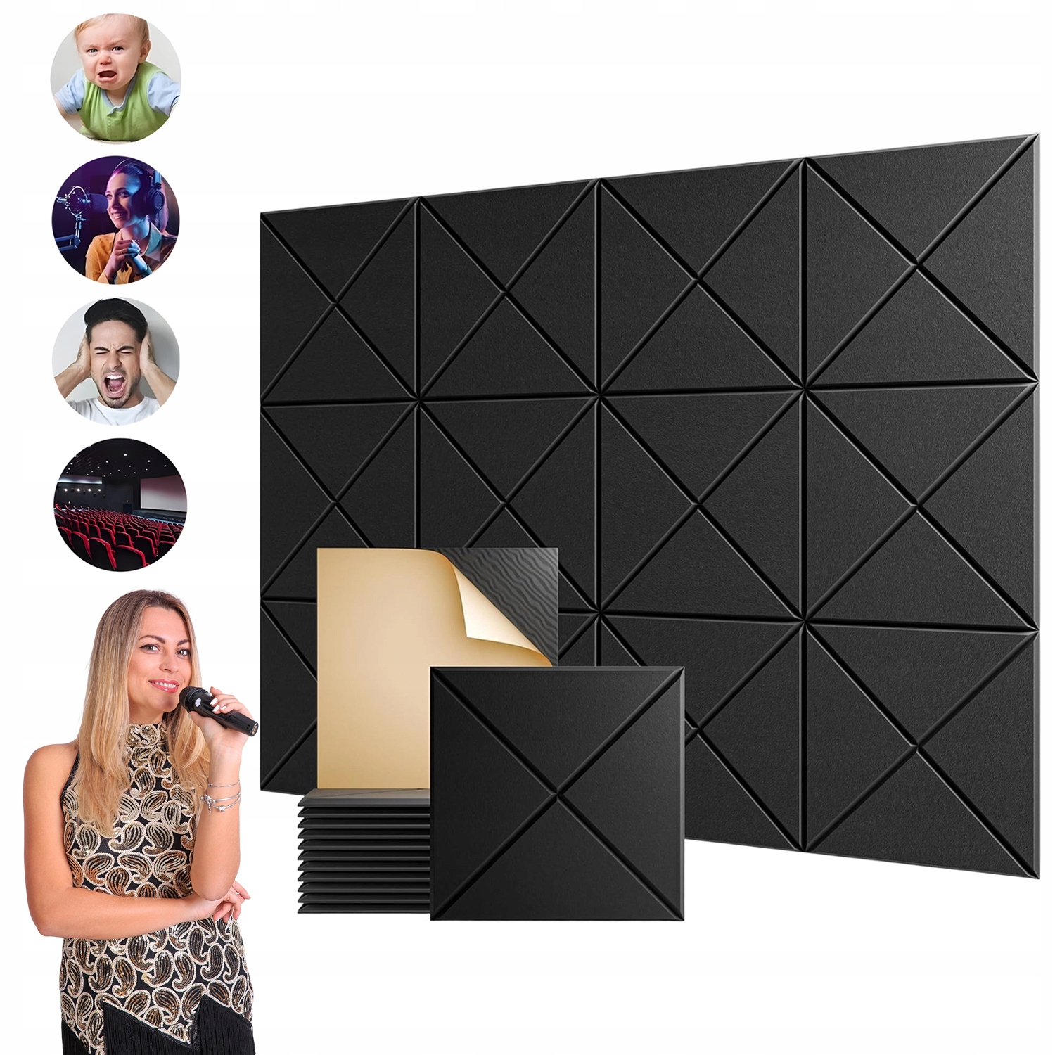 Samolepící akustické panely, zvukově izolační stěna s vysokou hustotou