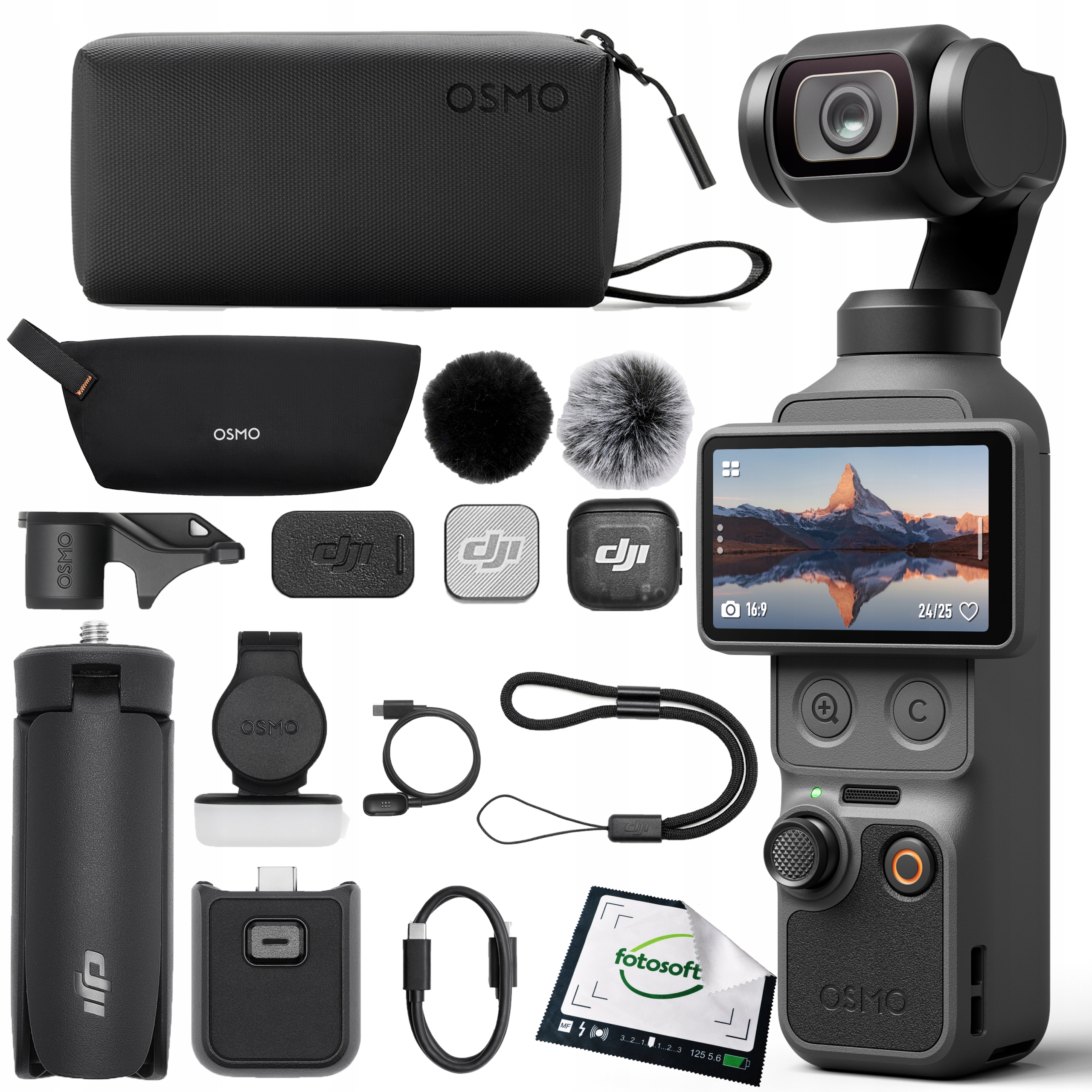 Dji Osmo Pocket 4 Creator Combo 107GB pamięci z Mikrofonem Dji Mic 3