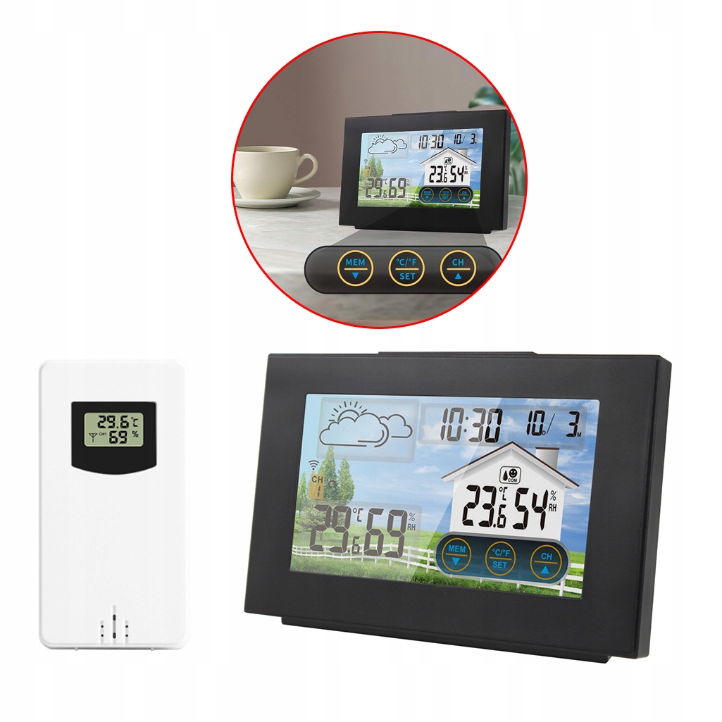 Digitální Meteorologická Stanice Hodiny Alarm Teploměr Vlhkoměr Předpověď Počasí LCD