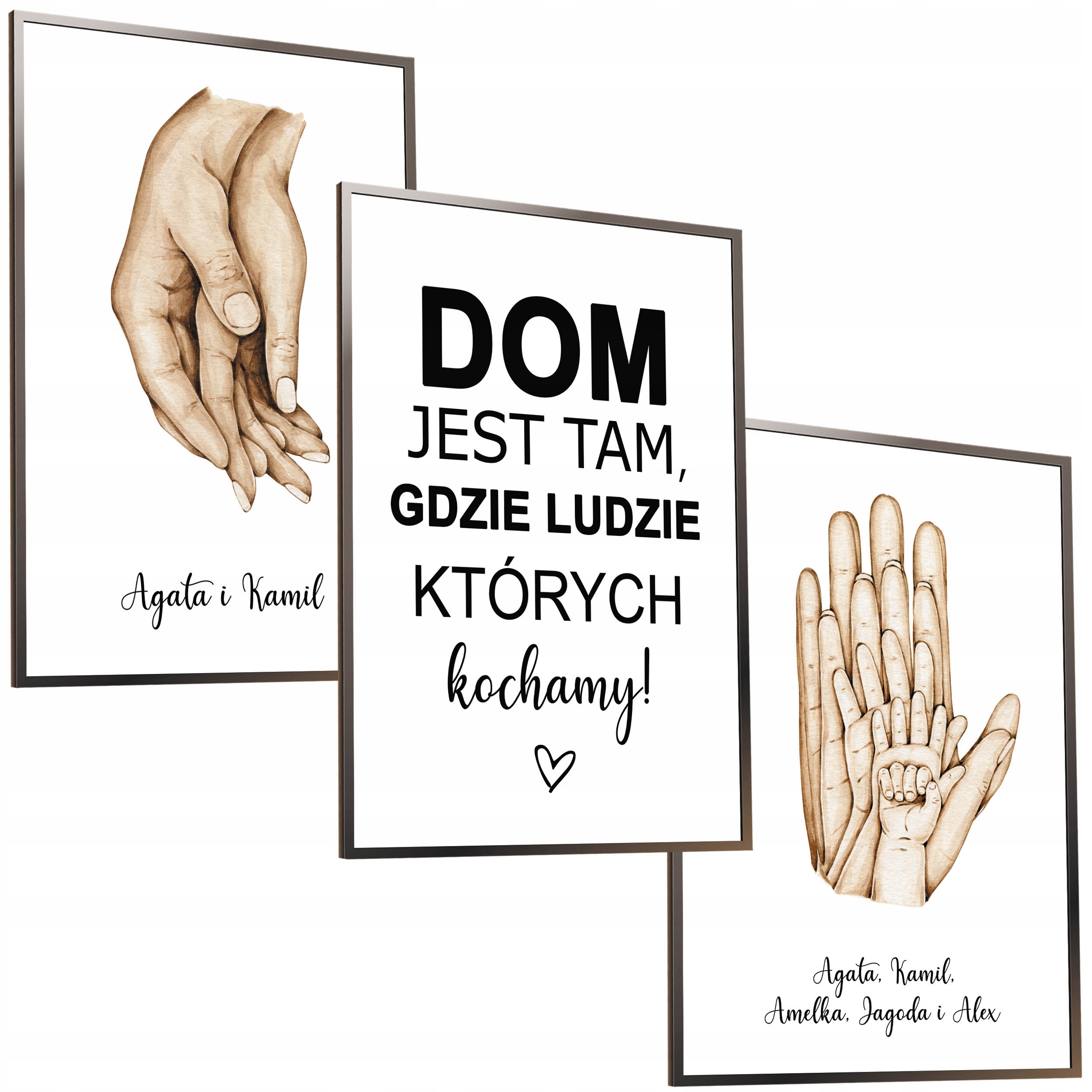 50x40 ZESTAW OBRAZY W RAMIE PLAKAT RAMKA DŁONIE RODZINA MIŁOŚĆ LOVE DZIECKO Wysokość produktu 50 cm