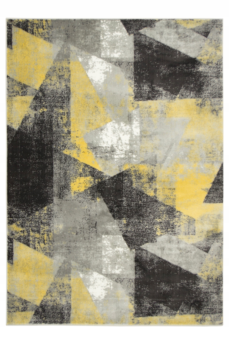 

140x190 cm Dywan W Trójkąty Żółty Kremowy Szary
