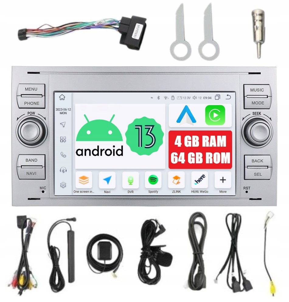 Rádio Android Ford Connect Focus 2 C-max S-max Galaxy Kuga Mondeo 4 Carplay