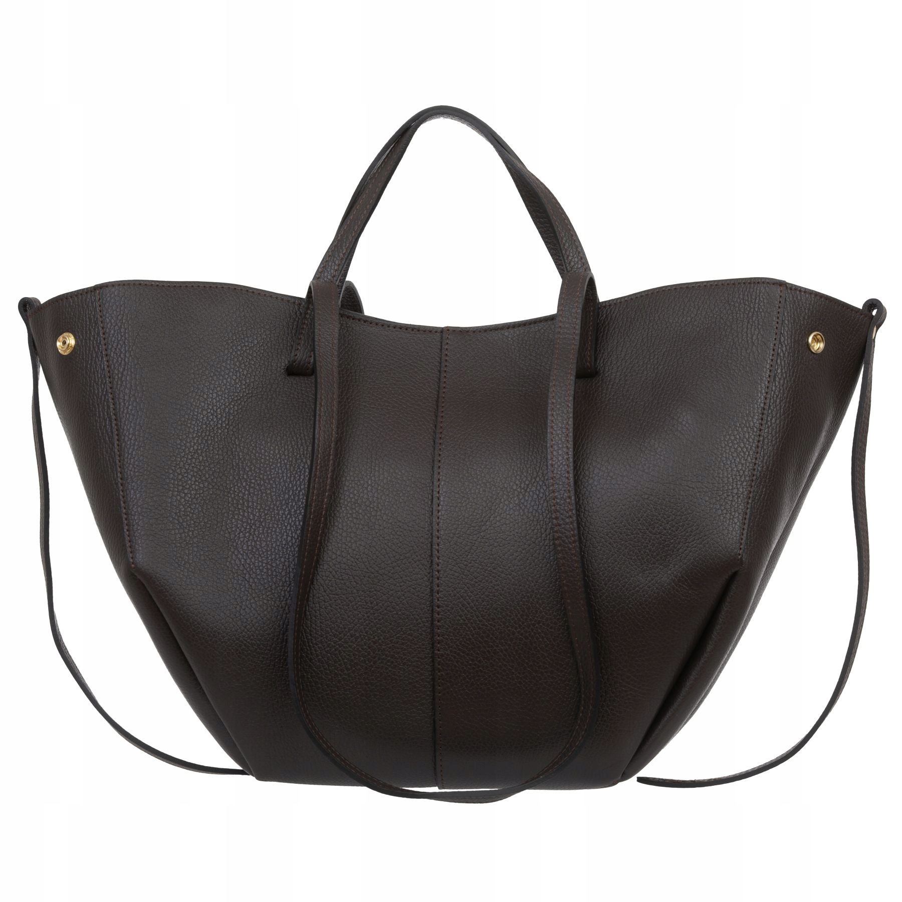 Vera Pelle torebka skórzana shopper duża rozpinana na ramię C.brązowa