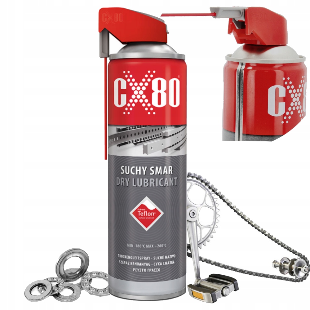 Suchy środek smarny Teflon smar przezroczysty odporny CX80 500ml