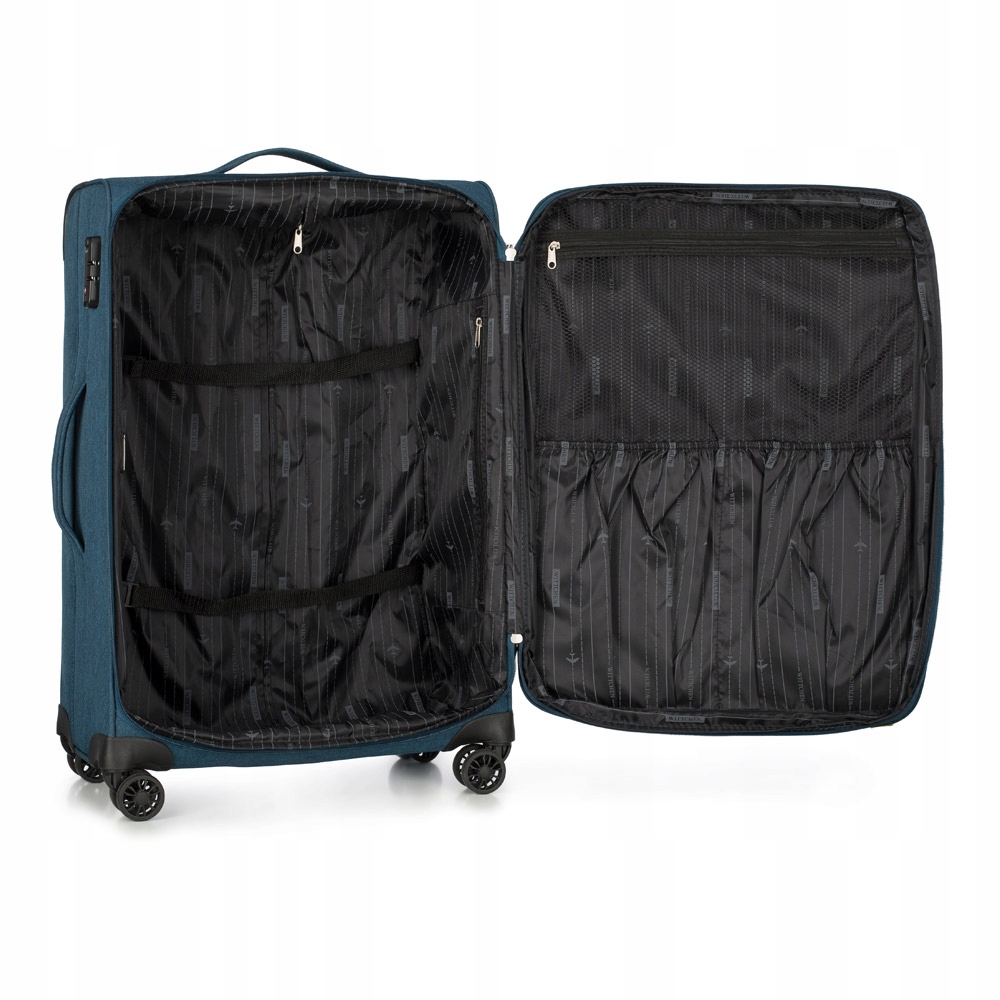 KOMPLET WALIZEK MATERIAŁOWYCH Z KOSMETYCZKĄ WITTCHEN 56-3S-50K-91 MORSKI Kolekcja Comfort Line II