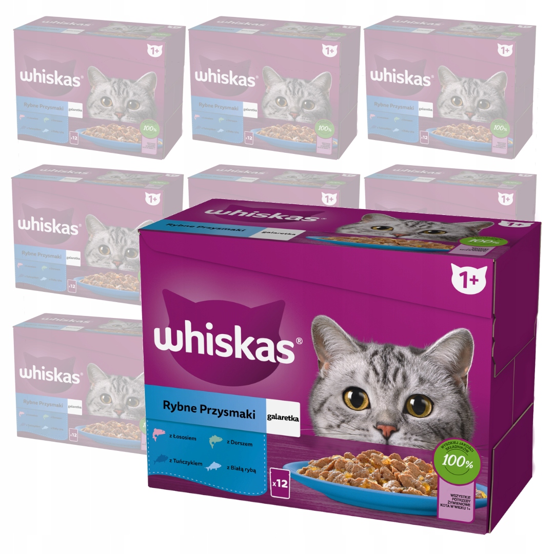 Levně Whiskas Adult 96x85g Rybí pochoutky Mokré krmivo pro kočky želé