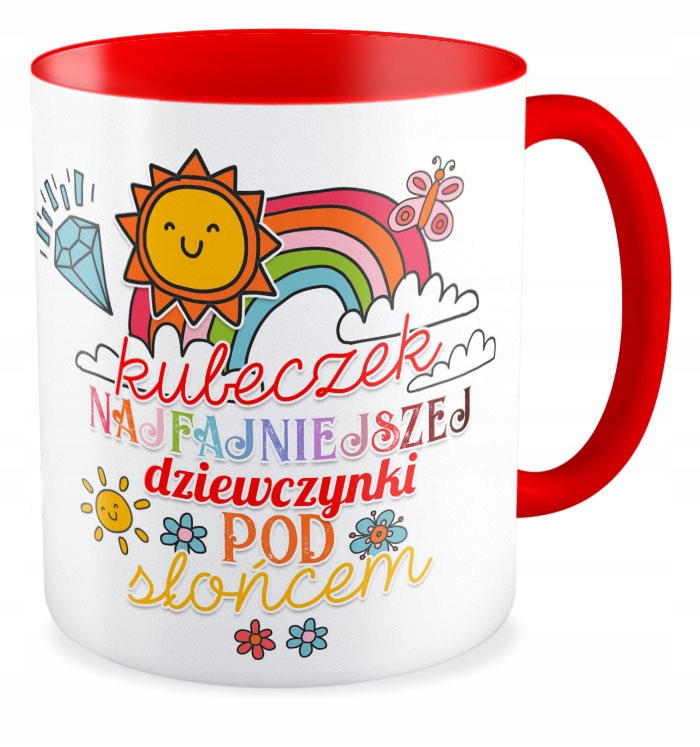 

Kubek czerwony prezent Dziewczyna Szkoła Kobieta
