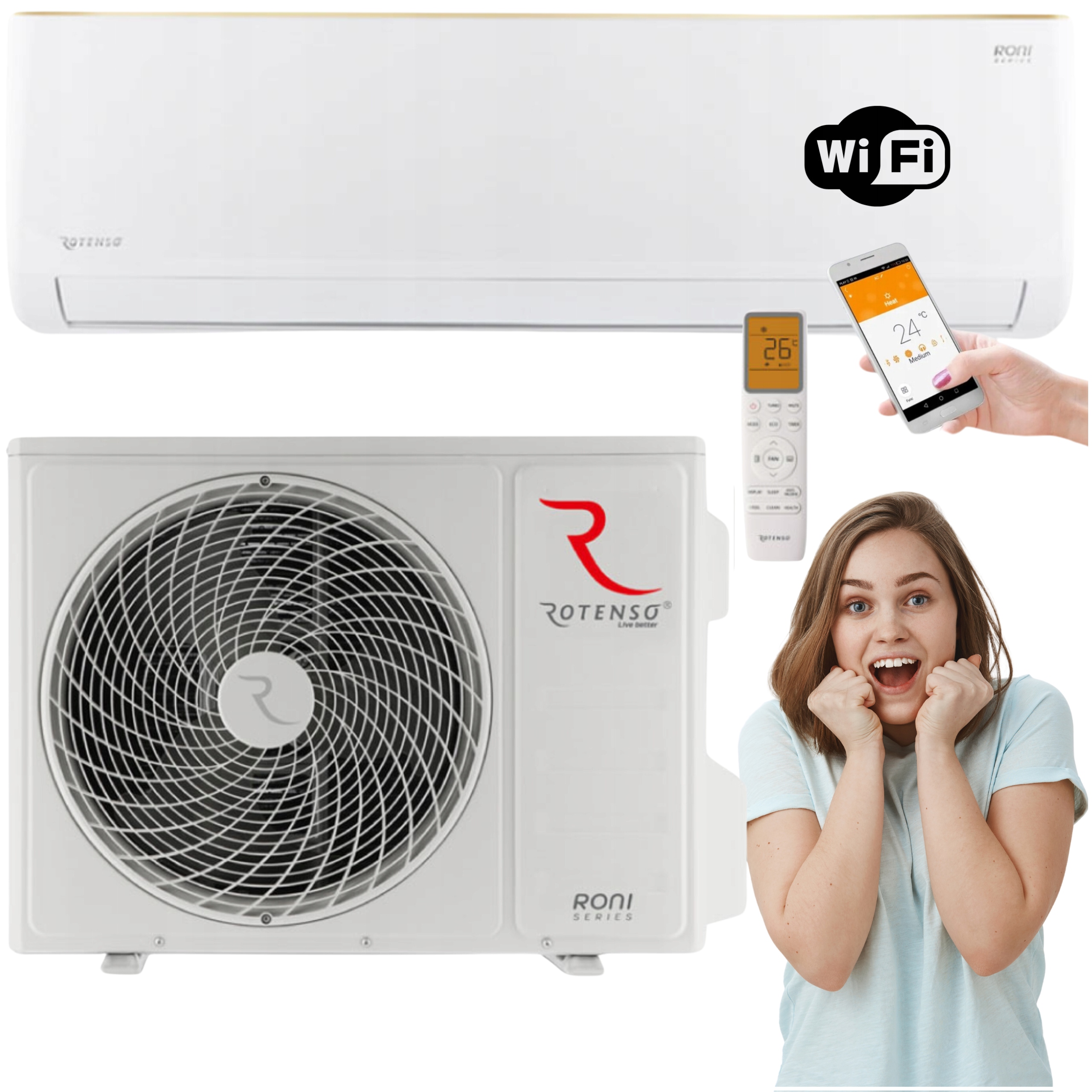 Klimatizácia Rotenso Roni 3,5 kW nástenná s wifi funkciou vykurovania Klimatizátor