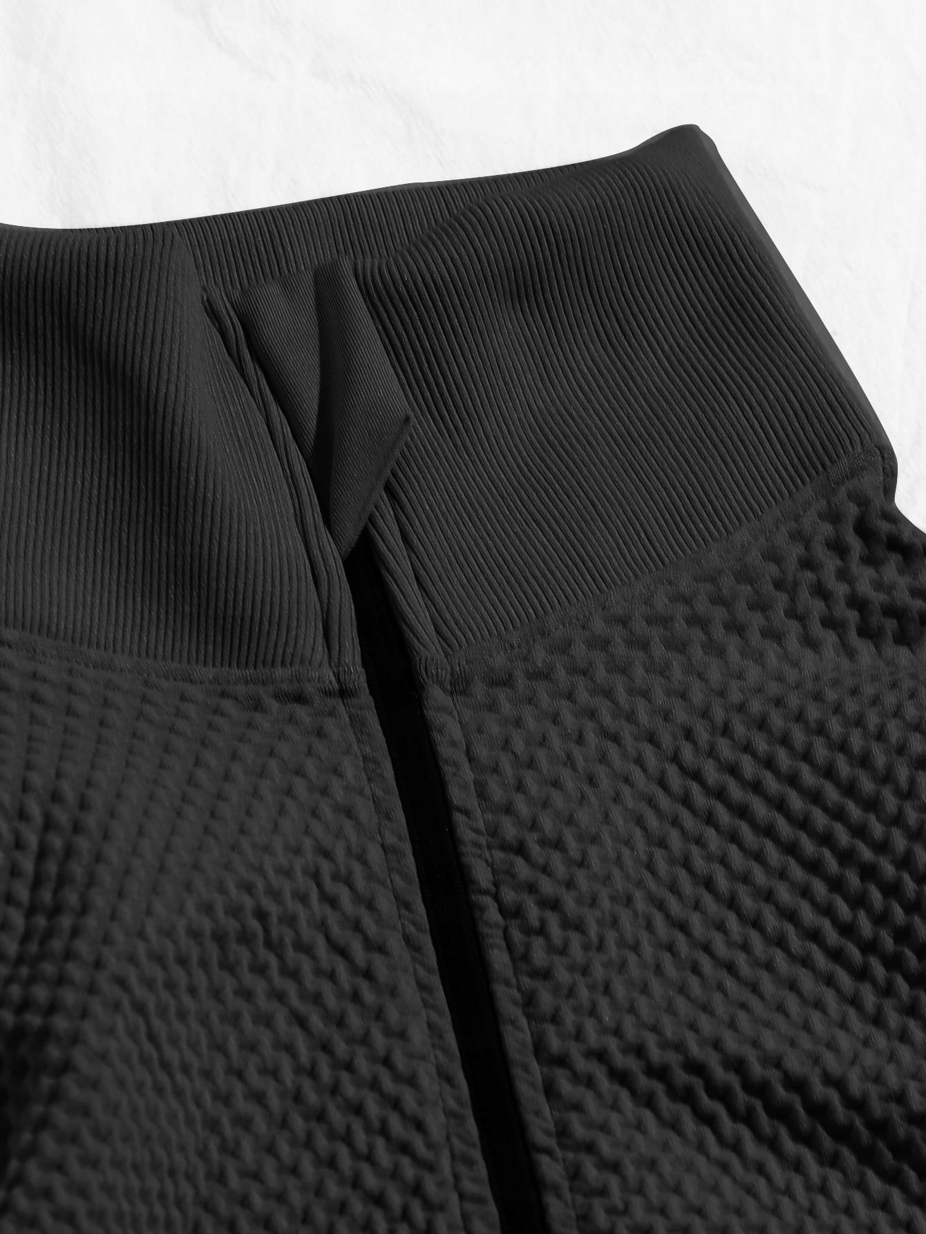 KOMPLET CZARNY TRENINGOWY MARSZCZONY DOPASOWANY WYSOKI STAN SHEIN 38 Rozmiar 38