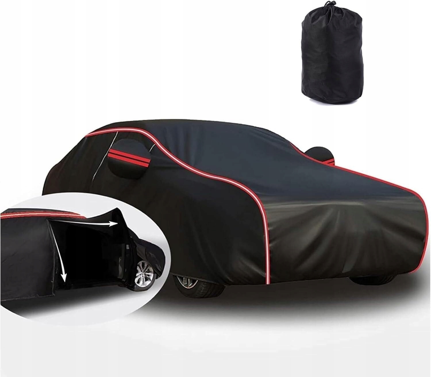 Černá automobilová krytka s taškou – voděodolná a Uv – 500×185×150 cm–190T