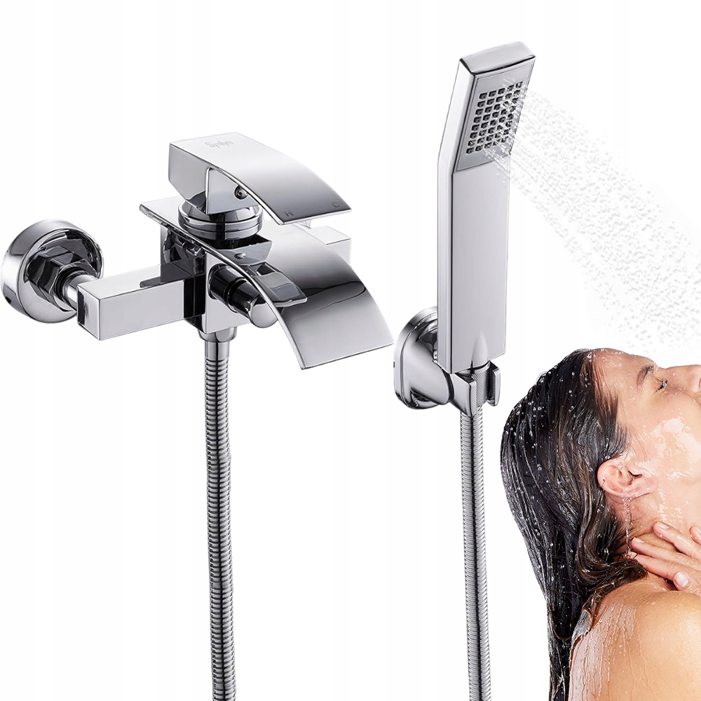 Sprchová Vanová Baterie Sprchová Hlavice Hadice Stříbrná Nástěnná Tryska