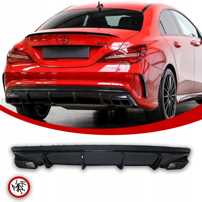 Mercedes W117 Cla 45 Difuzér Zadního Nárazníku Koncovky Amg Černý Lesk
