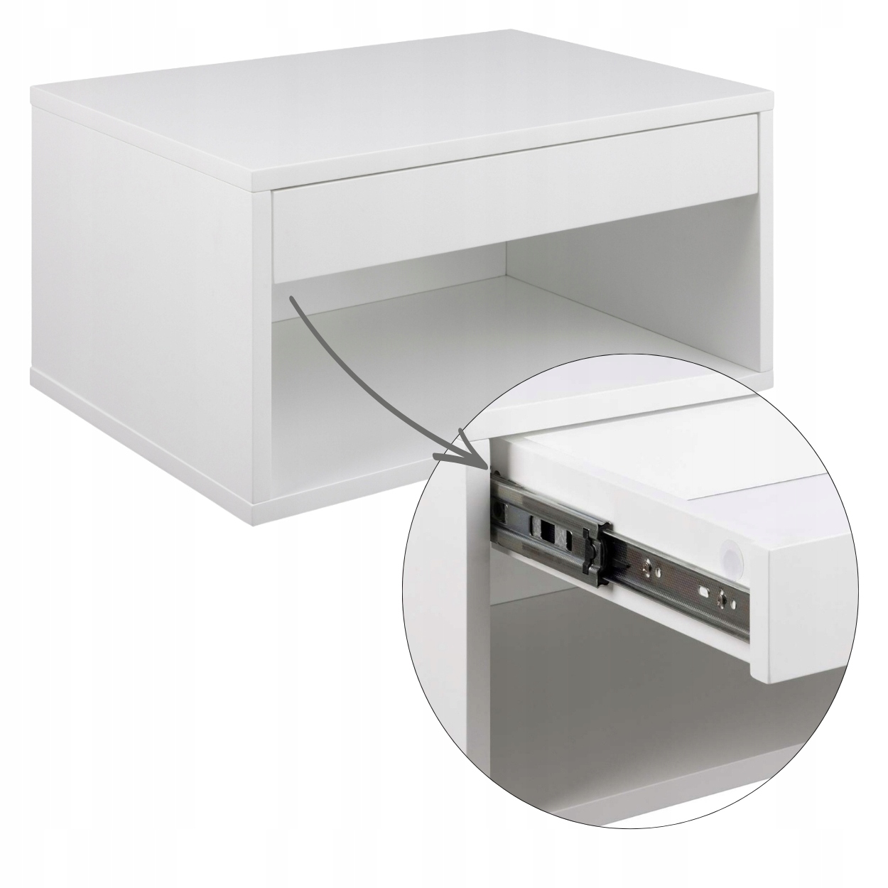 Nočná Skrinka Závesná Na Stenu So Zásuvkou biela nočný stolík do spálne