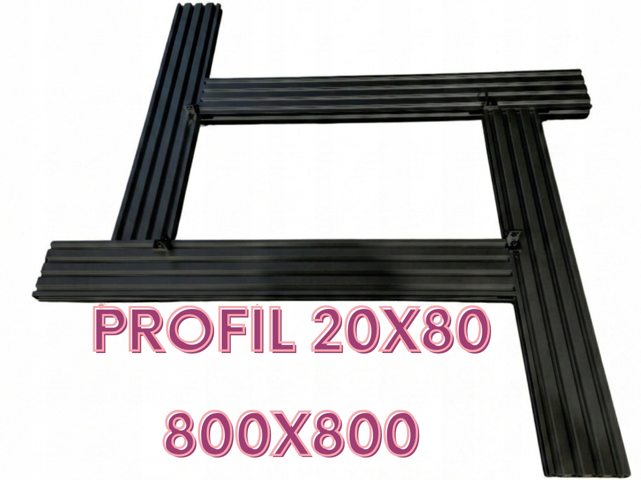 nastavitelná šablona pro frézování 800x800 mm z profilu 20x80 Černá