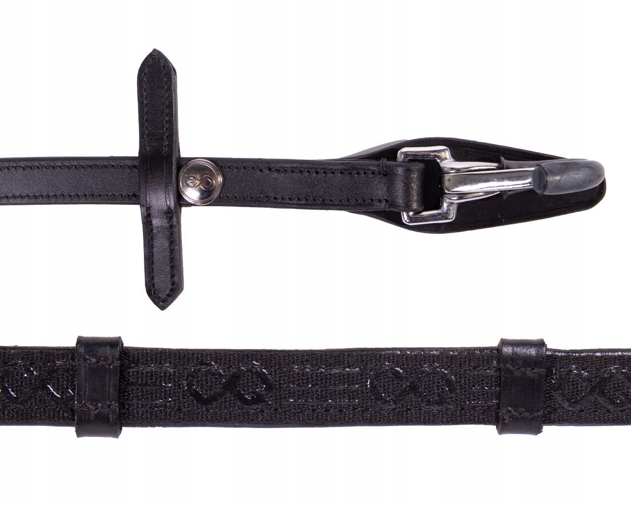 Presteq, Wodze FayRein with clip stops (8cm), Black Cob czarny
