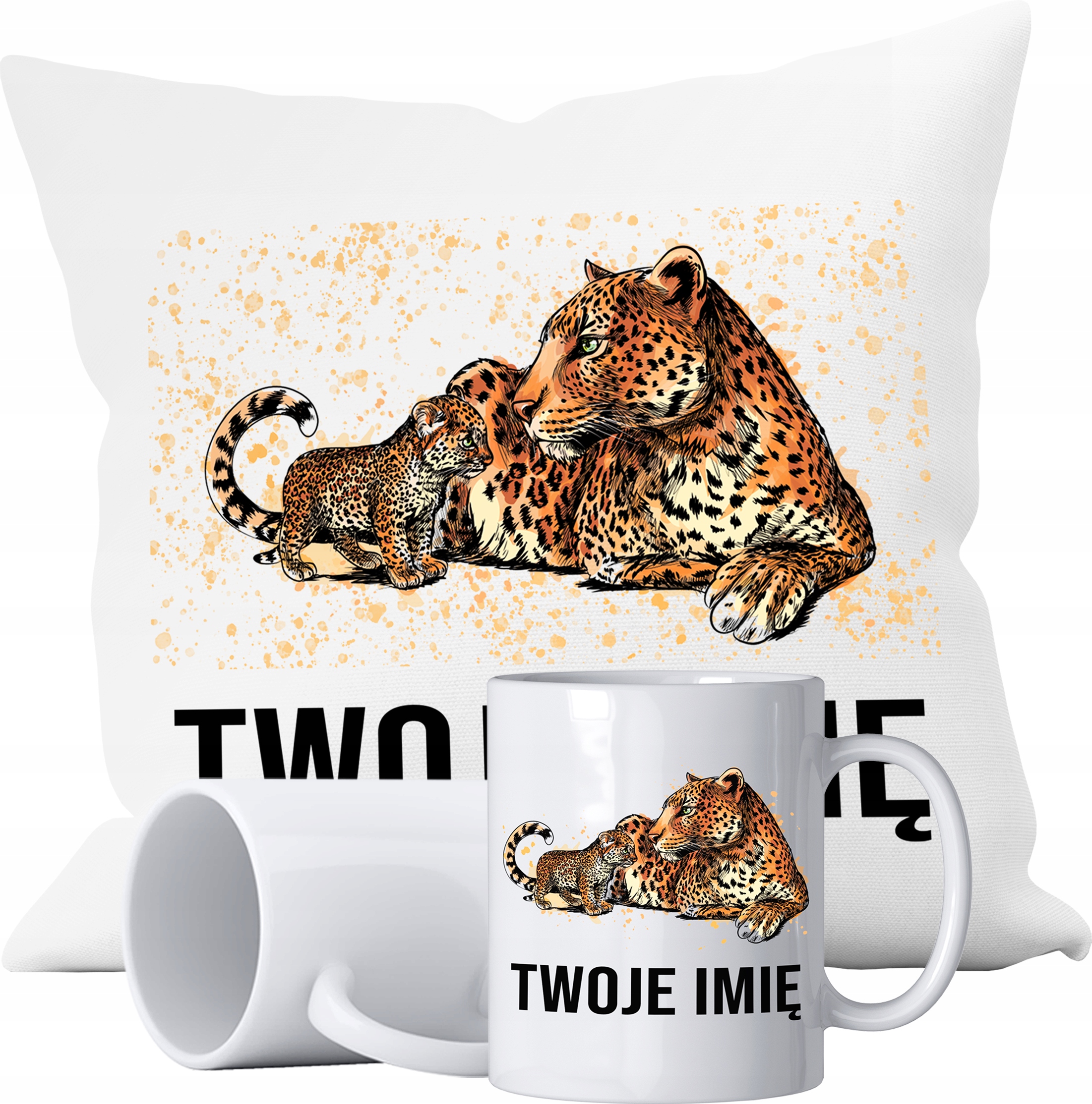 

Zestaw Kubek Poduszka Tygrys Motyw Upominek+imię