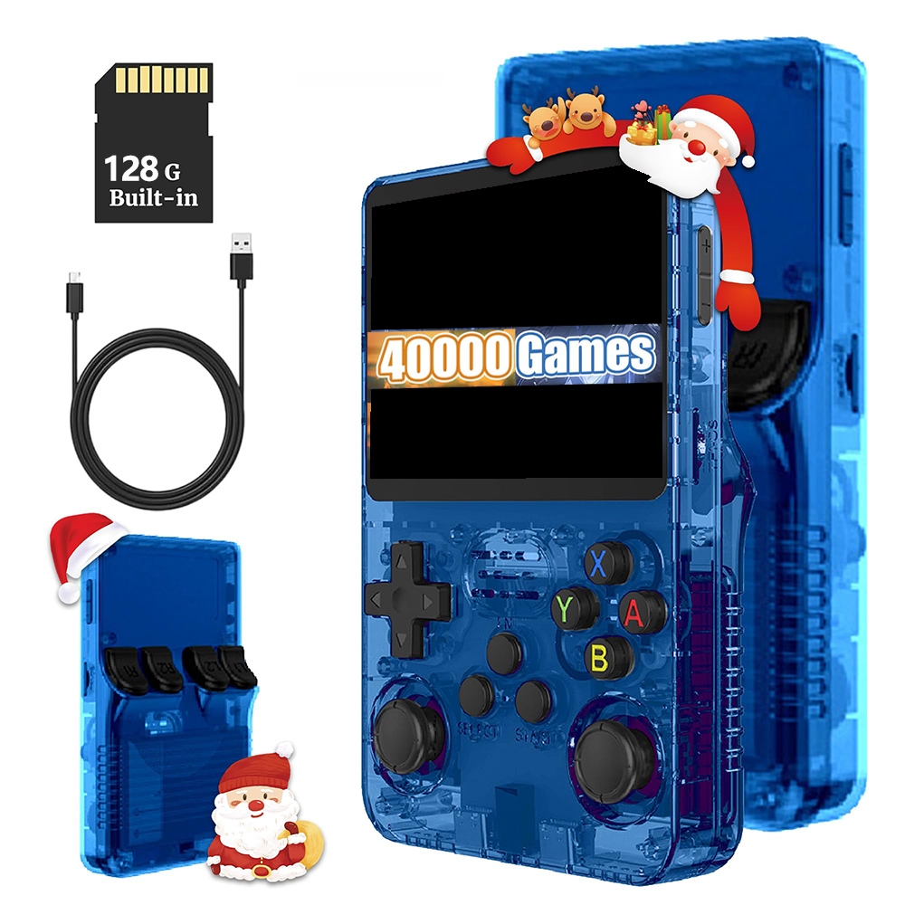 Przenośna Komórkowa Konsola Do Gier Retro 40000+ Gier Linux 128GB Niebieski