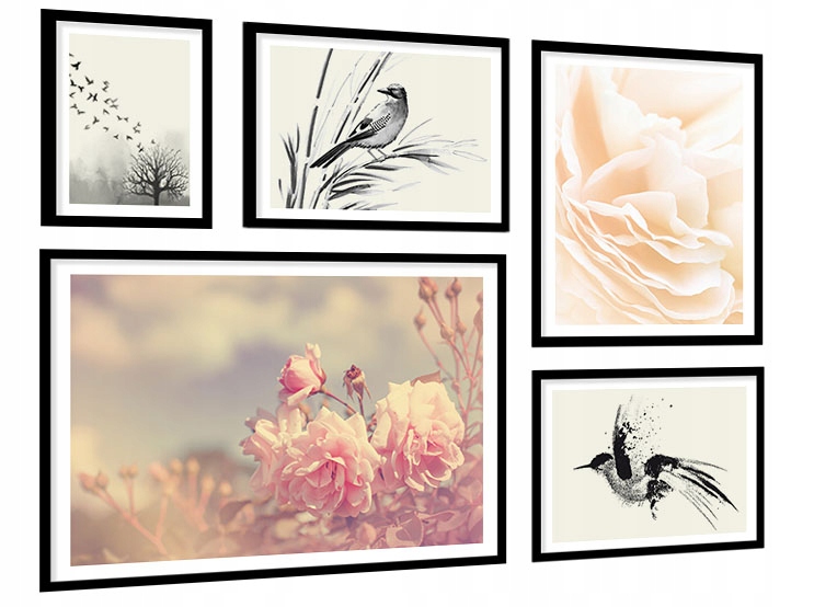 Komplet Galeria 5szt Obrazy Plakaty w ramie KP085