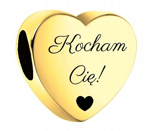 Charms Zlaté srdce s gravírováním Miluji Tě Stříbro 925 Gravírování