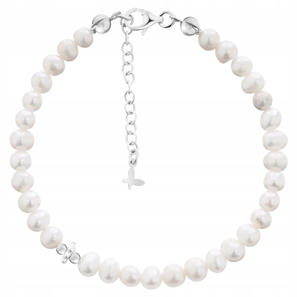 Bransoletka z Pereł Naturalnych 4x5 mm Ślubna Regulowana Srebro 925 Sadva