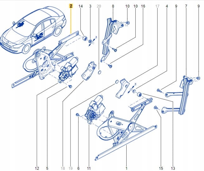 Podnośnik Szyby Prawy Przód Oryginał 807200013R Fluence Typ samochodu Samochody osobowe