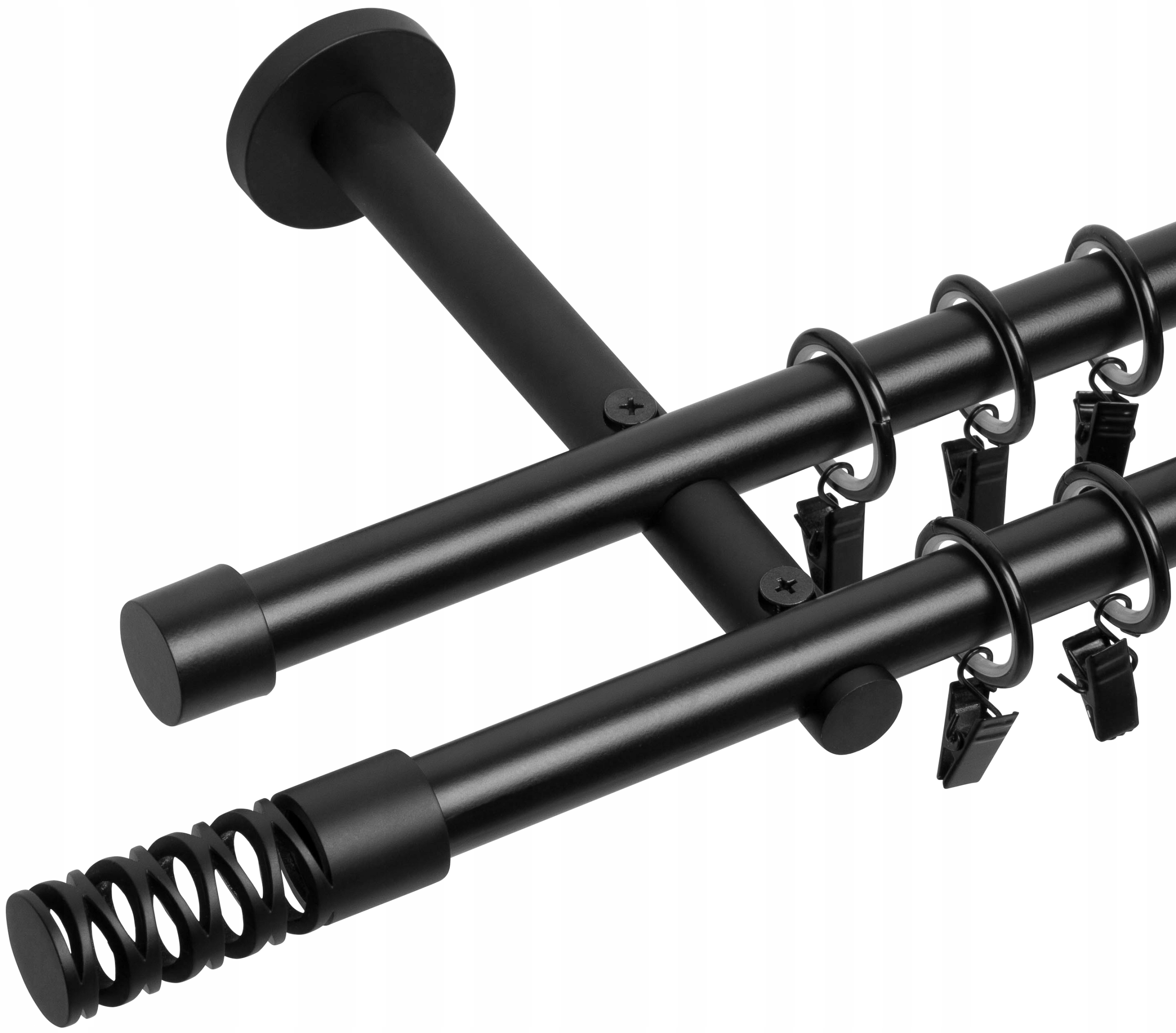 

Karnisz Podwójny Czarny Biały Mat 19+19mm 260cm