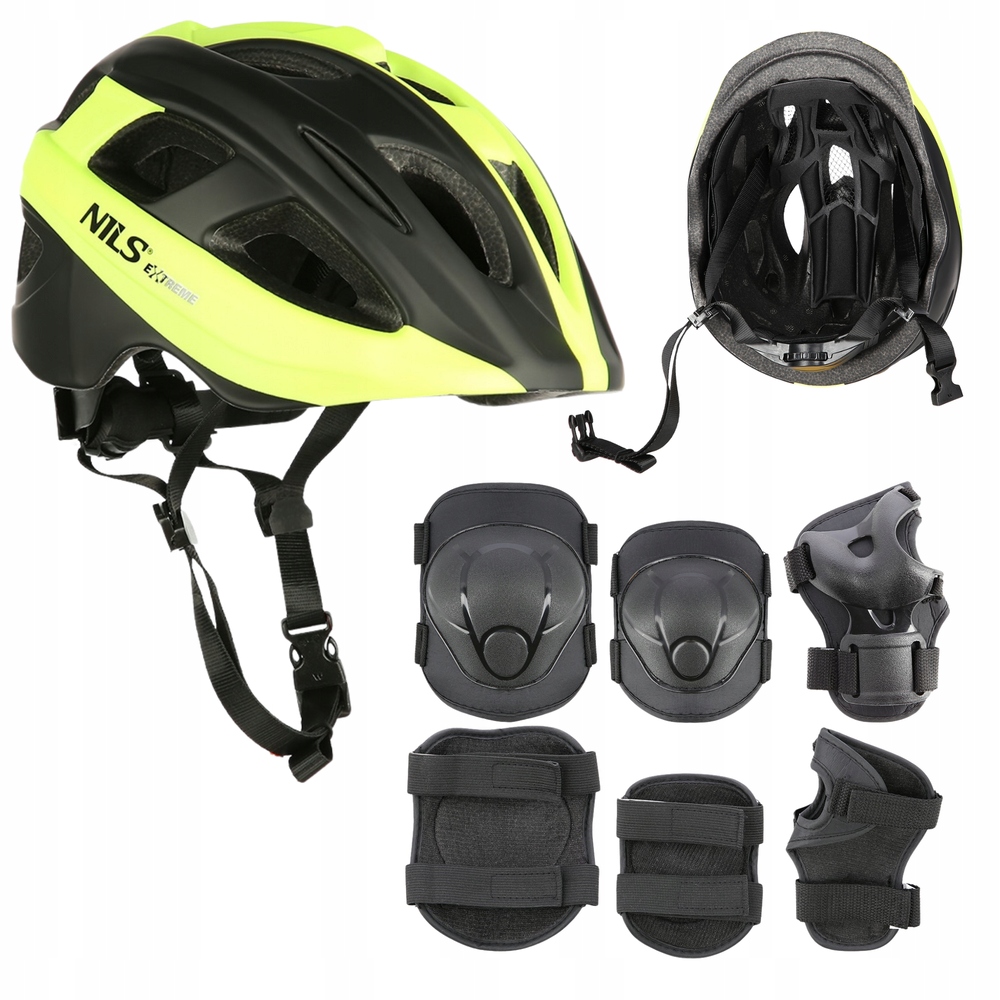 Regulovatelná přilba na kolečkové brusle Koloběžku 48-53 cm Oříšek chrániče S