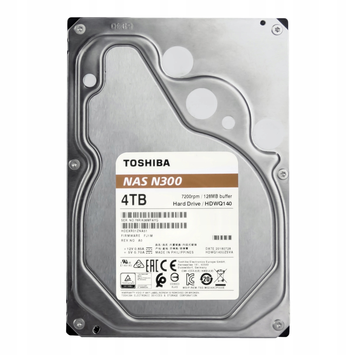 Toshiba Nas N300 4TB 7,2K 128MB Sata III 3,5'' HDEXR01ZNA51