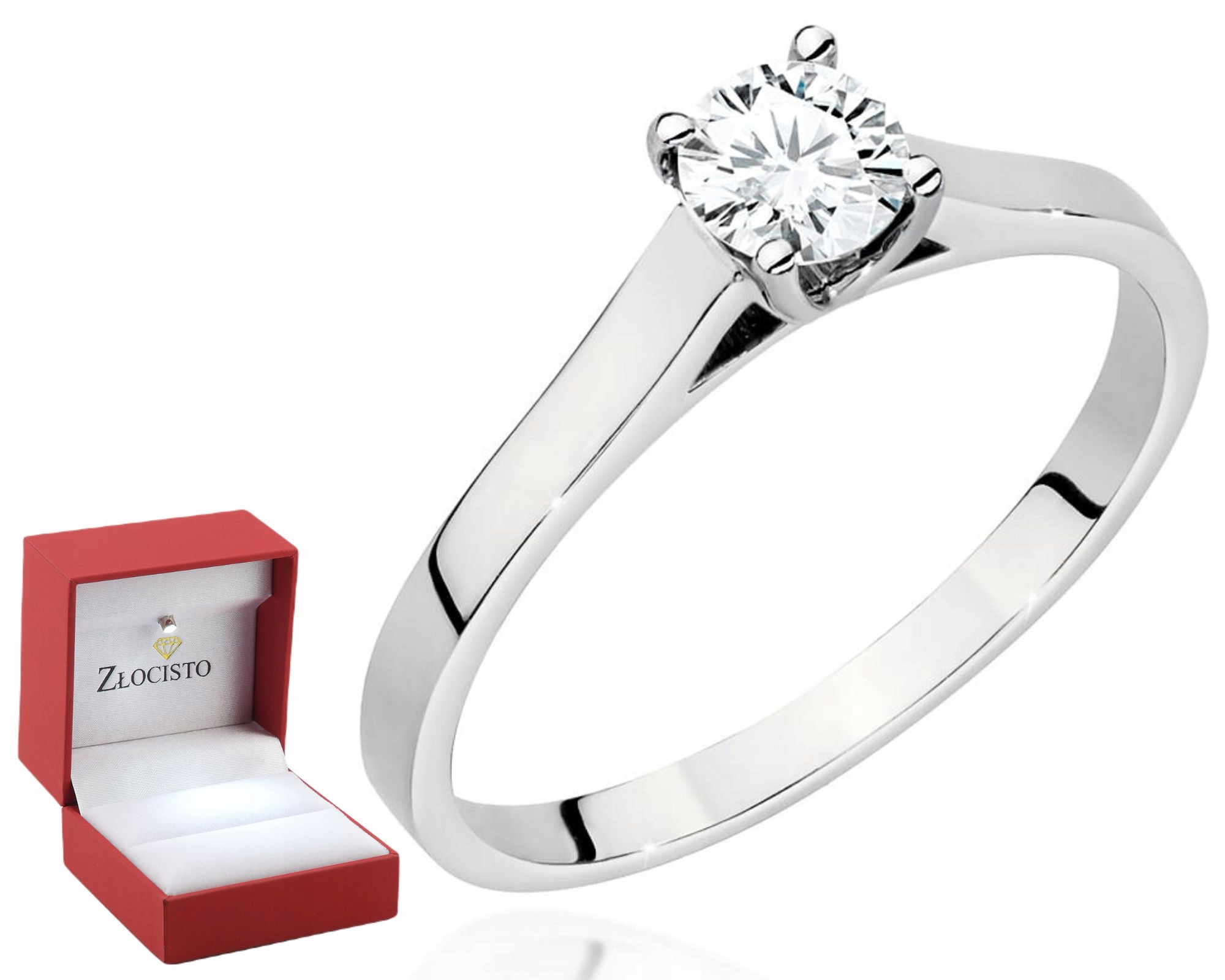 Bílý Zlatý Prstýnek S Briliantem Gravírování 585 Bonus Dárek