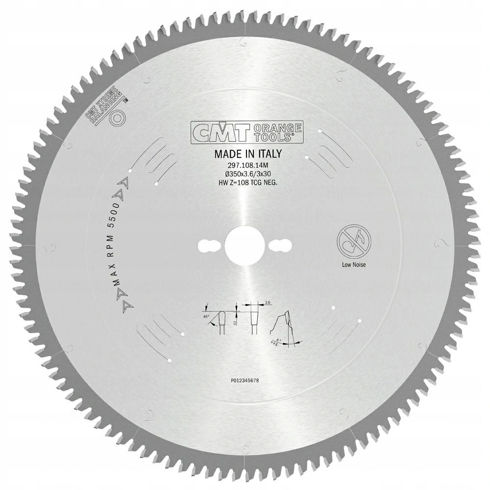 Cmt Piła do cięcia aluminium i plastiku D350 F30 Z108 K3,6/3,0 297.108.14M