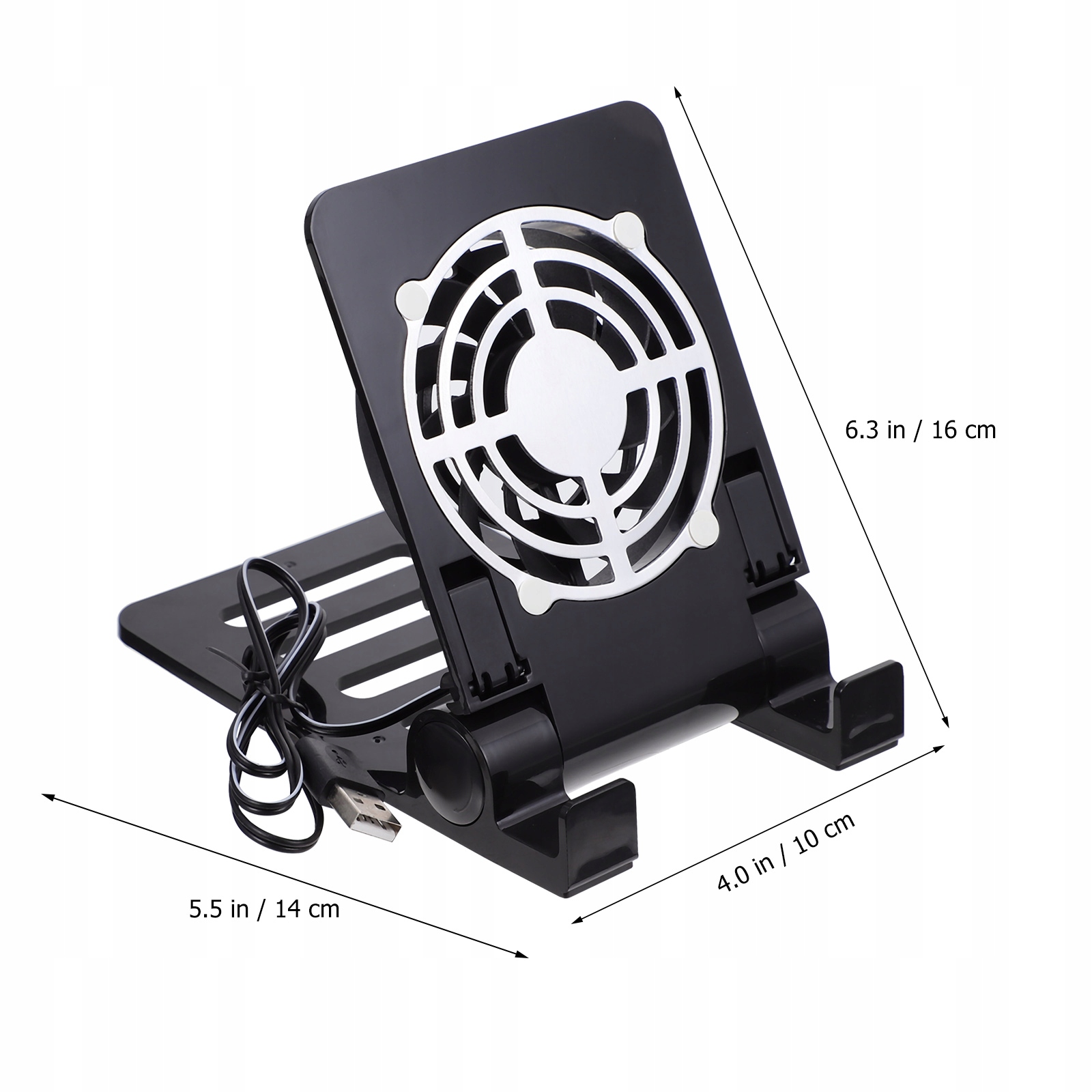 SKŁADANE WENTYLATORY PŁASKI UCHWYT NA TABLET WENTYLATOR PŁASKIE CHŁODZENIE Kolor dominujący czarny