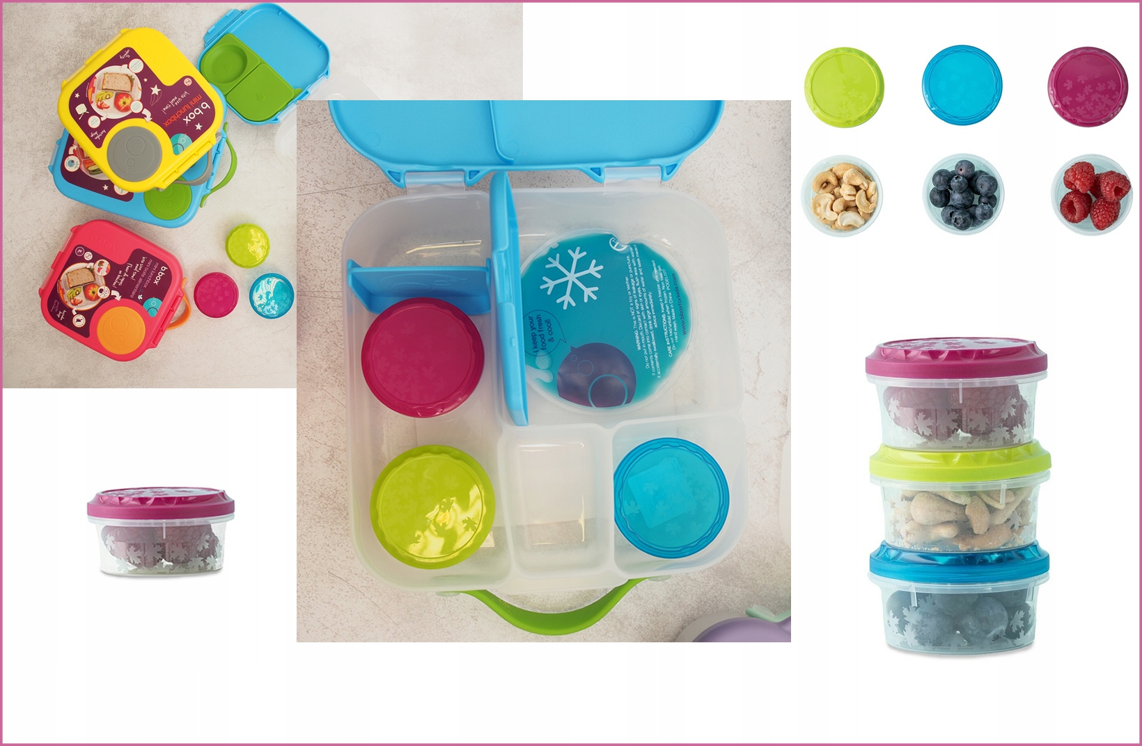 Lunchbox B.Box Strawberry+bidon Helix Sistema RÓŻ z pojemnikiem Wysokość produktu 23.5 cm