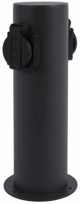 Słupek ogrodowy elektryczny z gniazdami 2 x 230V IP44 28cm okrągły czarny