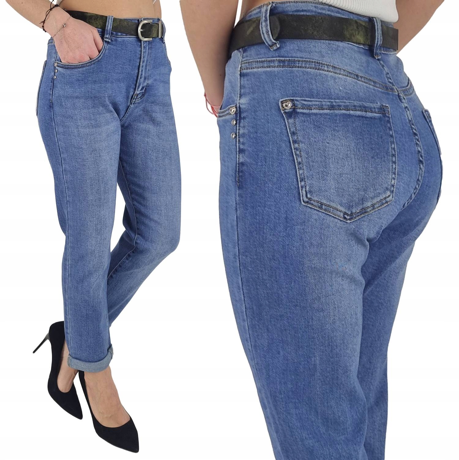797_ Klasyczne Jeansy M.sara Mom Fit Boyfriend Z Paskiem _M/38