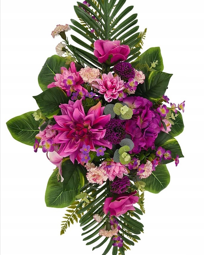Kompozycja Nagrobna Stroik Cmentarz z dalią i cymbidium w ciemnym różu 80 c