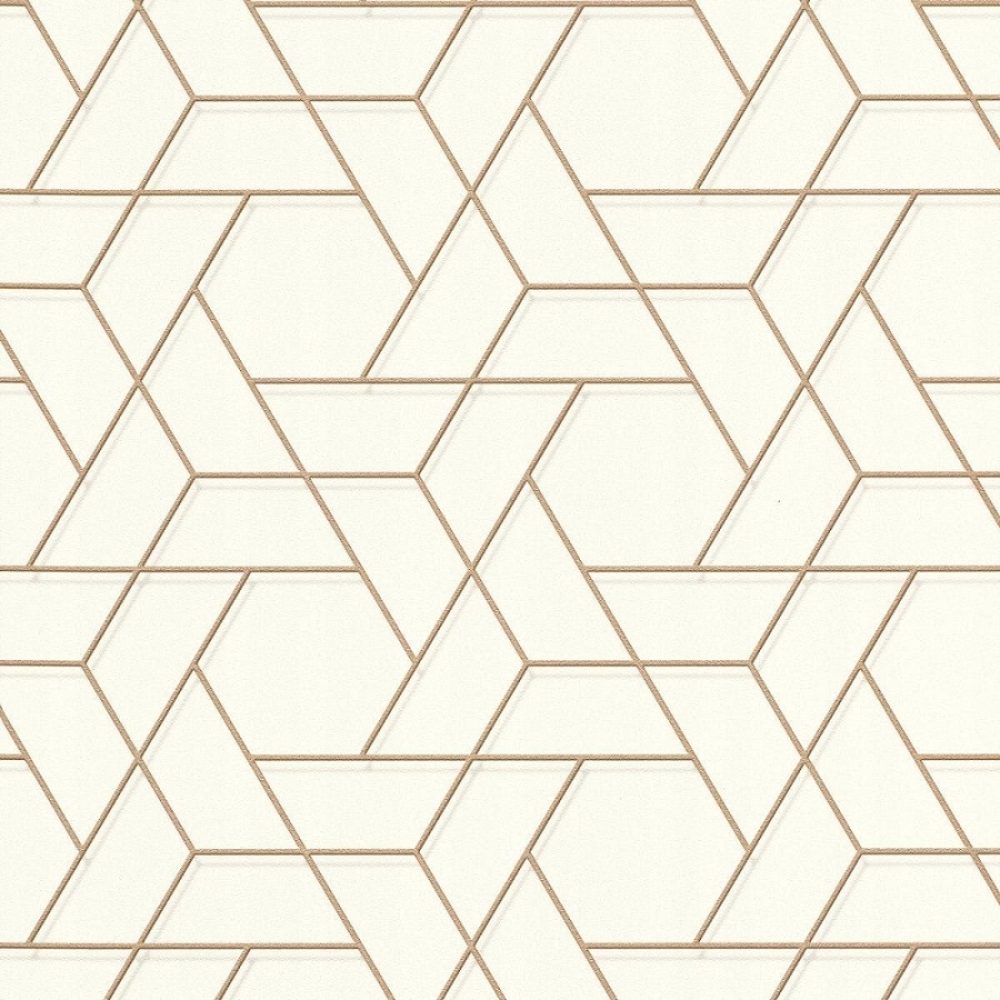 

Tapeta Biały I Złoty Wzór Geometryczny Efekt 3D