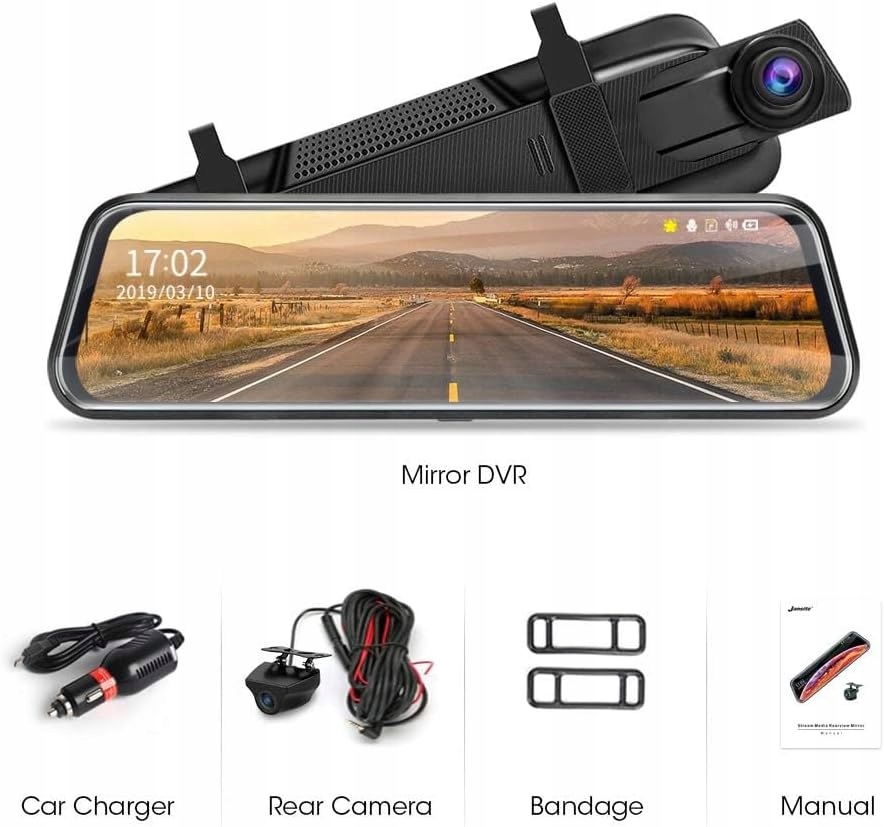 Jansite Dvojitá automobilová kamera v zrkadle s 10" displejom 1080p