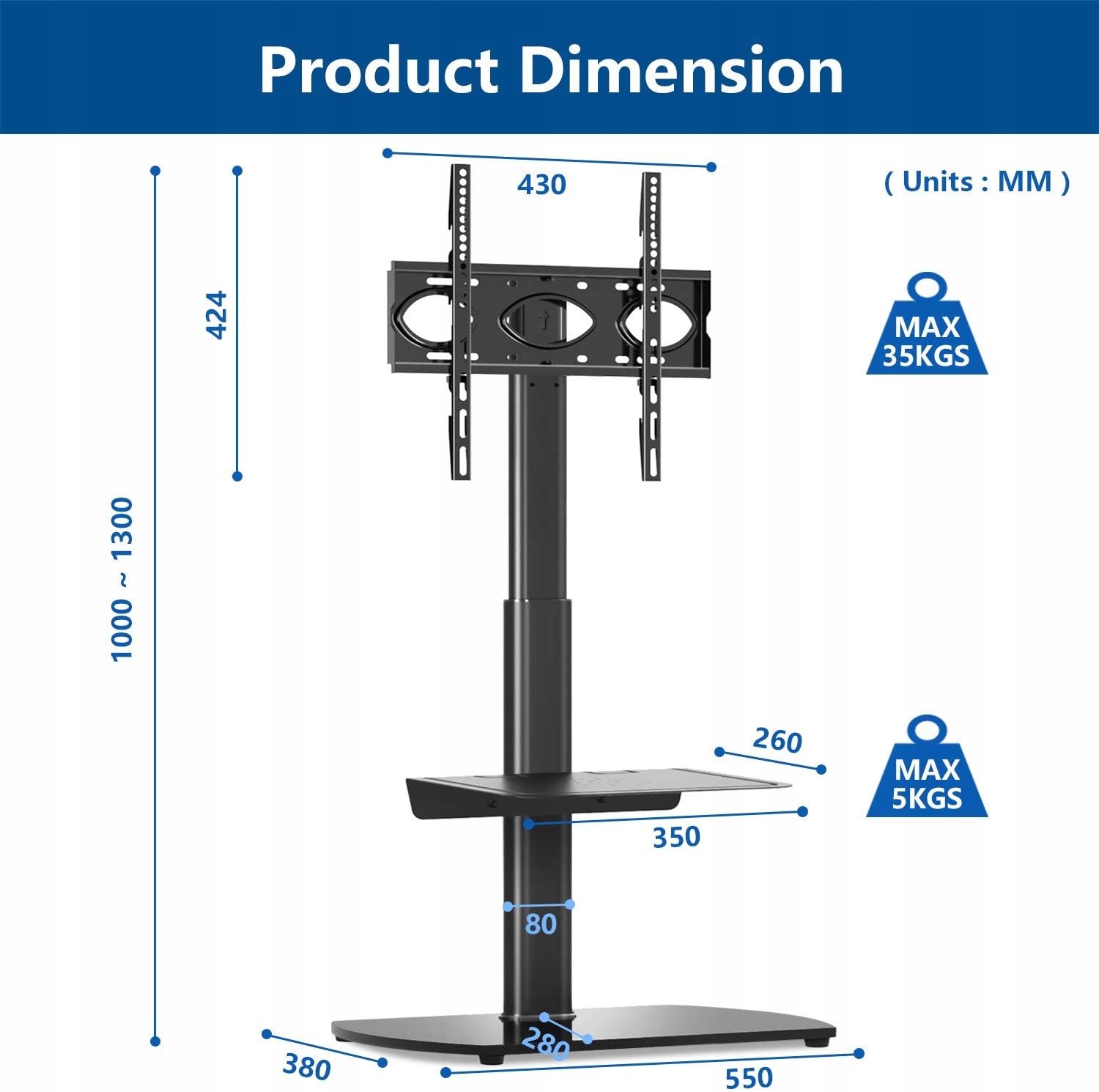 STOJAK DO TELEWIZORA 32-60 CALI 35KG VESA METALOWY Model tf302