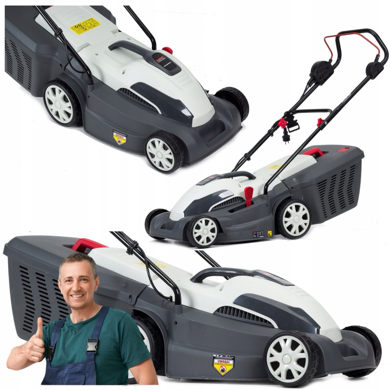 Elektrická Kosačka Nac 1600W 38CM Kôš 45L Vyhadzovanie Zadné A Do Koša Ľahká