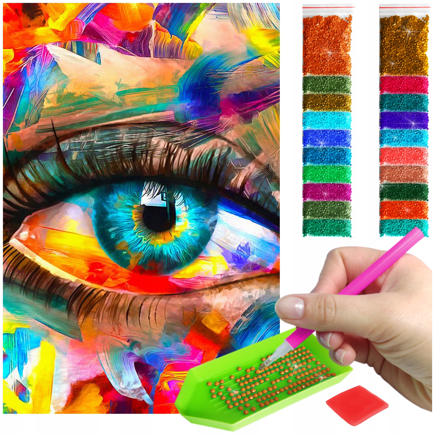 Velká výšivka diamantový diamond painting mozaika oko barvy zrak 60x40cm