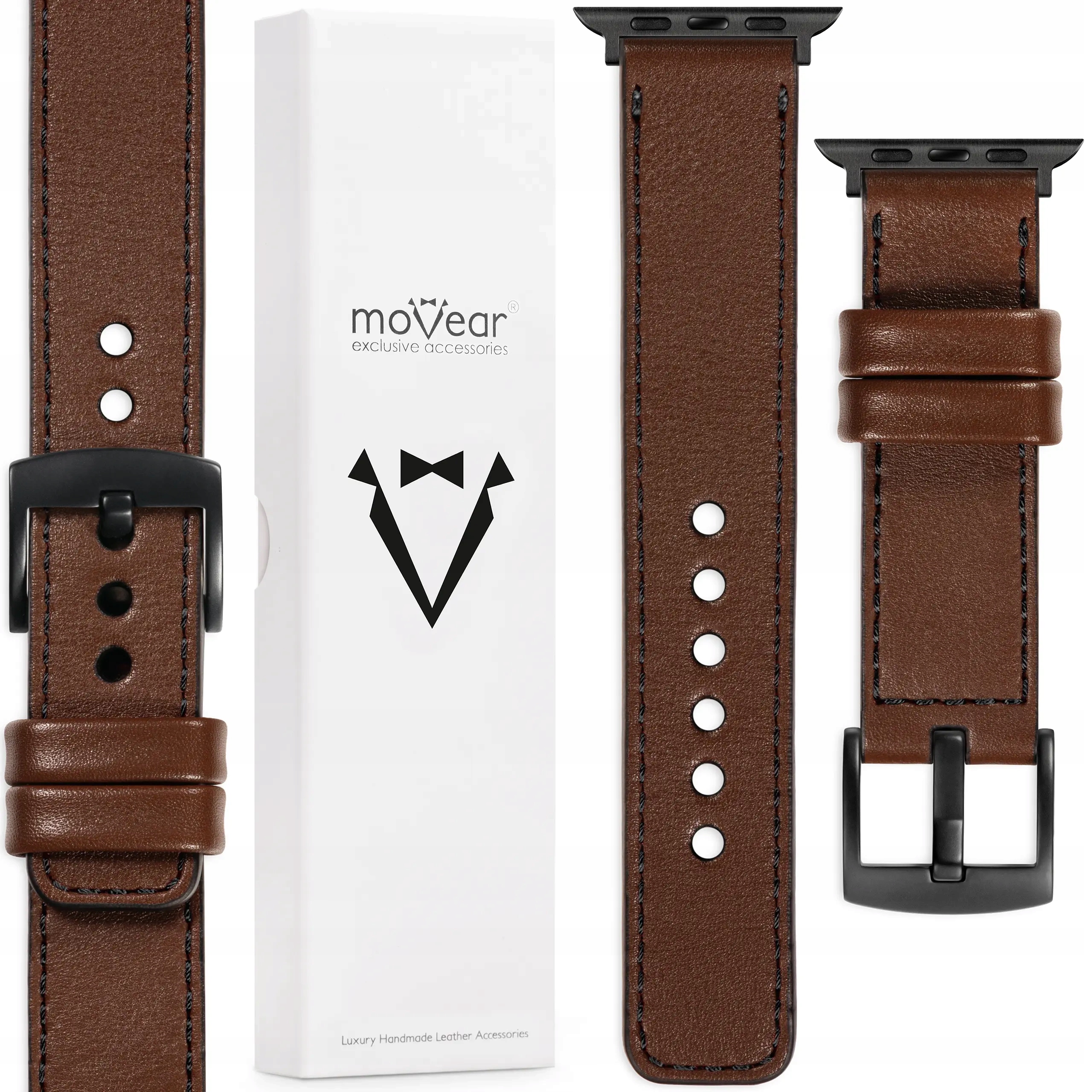 Kožený řemínek pro Apple Watch 42/41/40/38 mm Tmavě hnědý Elegantní