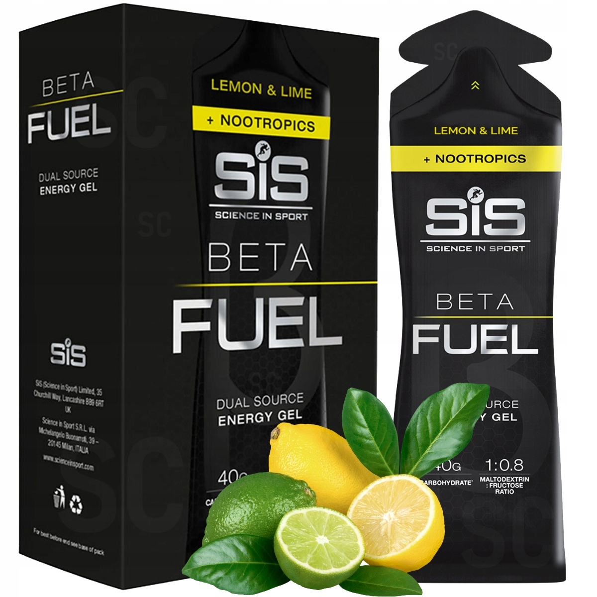 Sis Gely Beta Fuel 10x60ml Nootropics Energy Gel Kofein Taurin Lemon